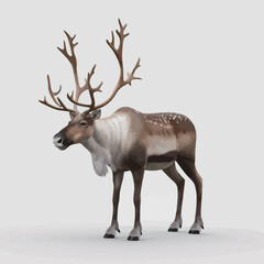 Deer with antlers on a white background. 3d rendering