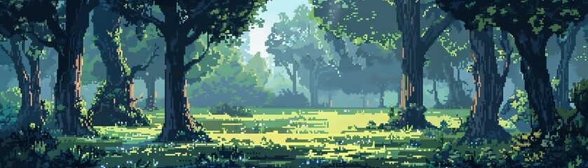 Create a pixel art image of a forest