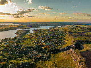 aerial view on duruitoarea Gorge with a beautiful moldavian landscape on the north