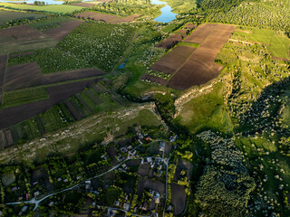 aerial view on duruitoarea Gorge with a beautiful moldavian landscape on the north