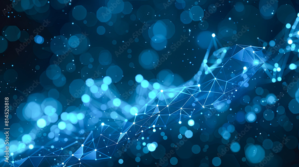 Poster abstract blue background with connecting dots and lines. network connection structure.