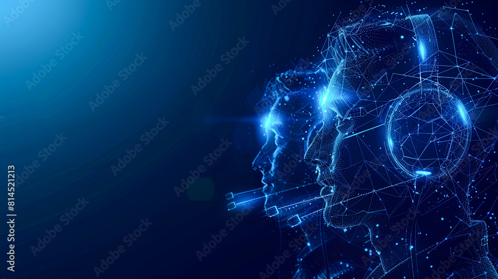 Poster artificial intelligence (ai), machine learning and neural networks concept. wireframe artificial int