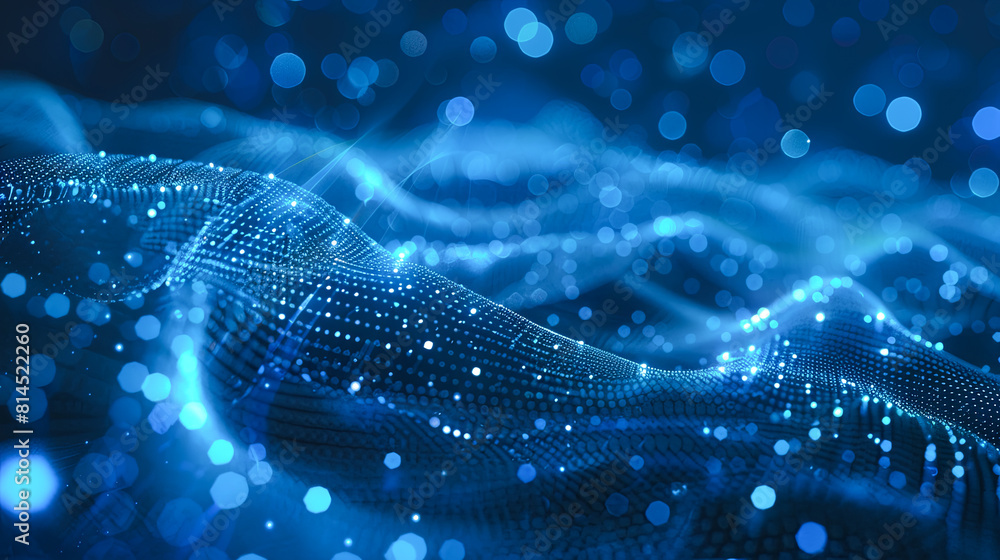 Poster Data technology abstract futuristic illustration. Low poly shape with connecting dots and lines on dark background. 3D rendering. Big data visualization.