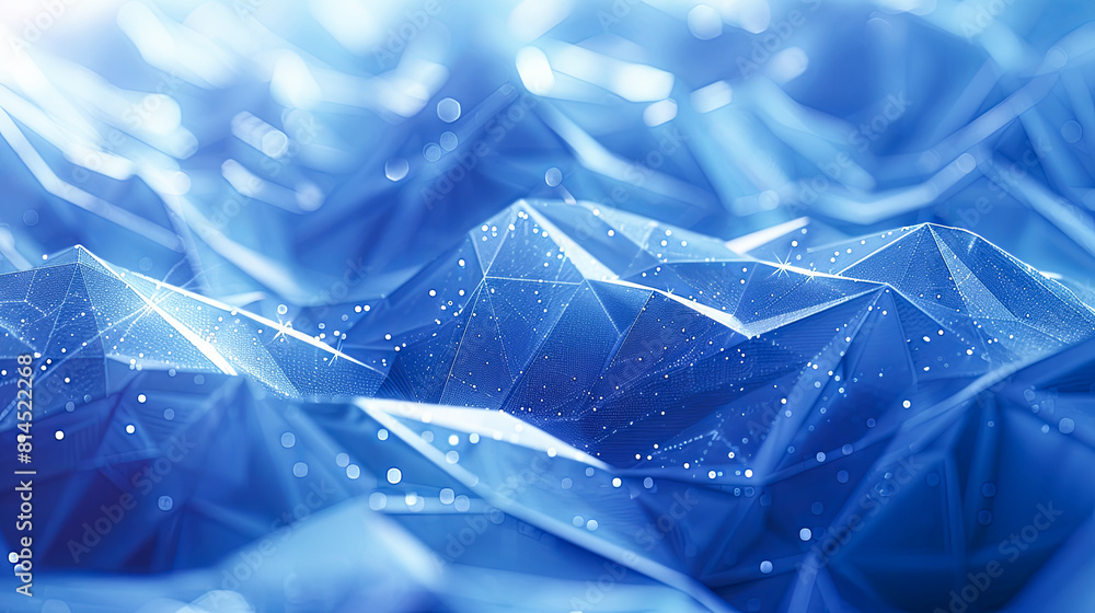 Poster 3d rendering of abstract blue background with glowing particles in empty space