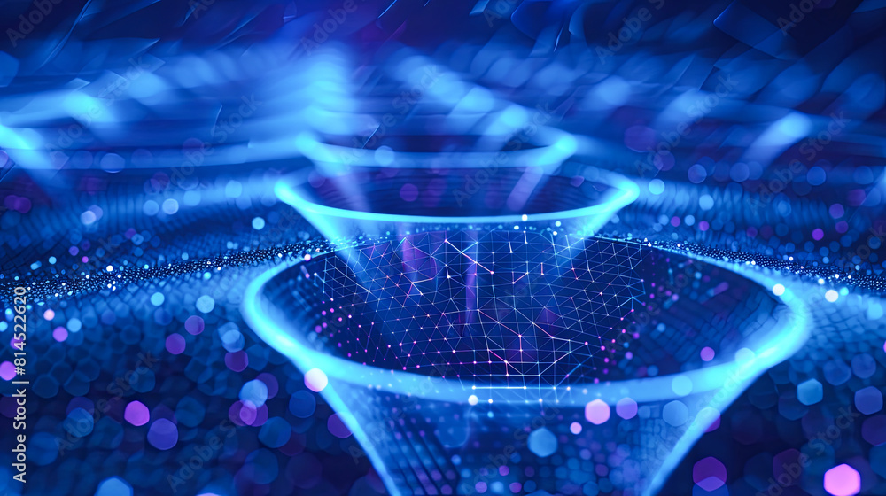 Poster 3d illustration of abstract digital technology background with polygonal shapes and connecting dots