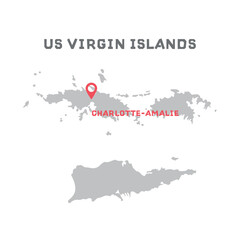 Us virgin islands vector map illustration, country map silhouette with mark the capital city of Us virgin islands inside. vector illustration design. All countries can be found in my portfolio