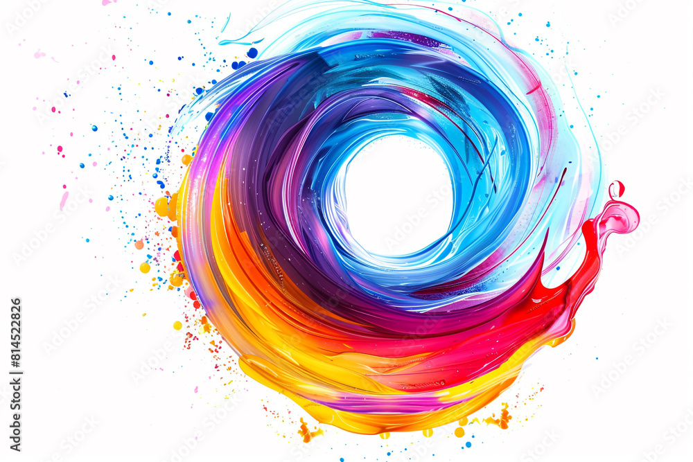 Aufkleber abstract circle liquid motion flow explosion curved wave colorful pattern with paint drops on black 