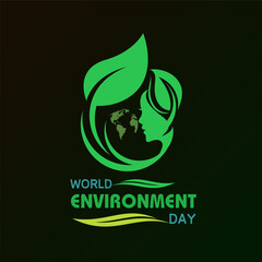 World environment day, campaign or celebration banner. Icon art and typography on black background