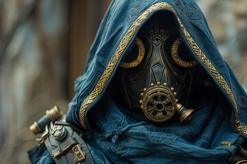 Obraz premium Ultra-Realistic Futuristic Warrior: Sci-Fi Fantasy Steampunk Armor in Unique Artistic Style