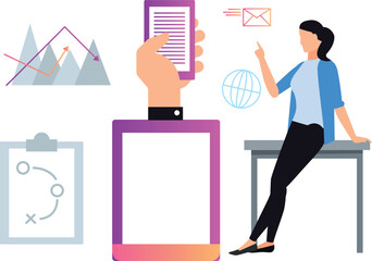 The girl is working on a business strategy.