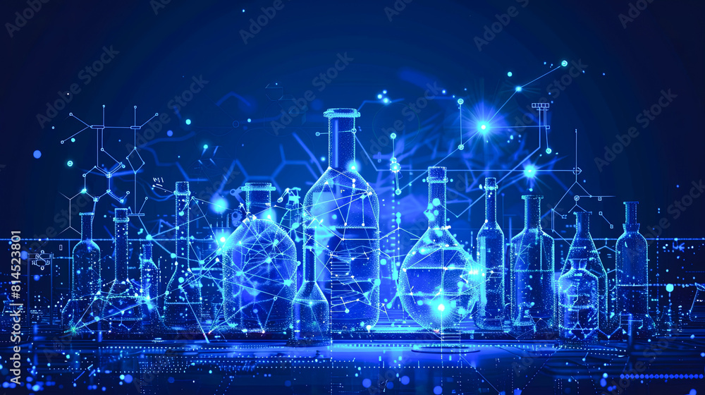 Poster abstract science and technology background with molecules and lines. vector illustration.