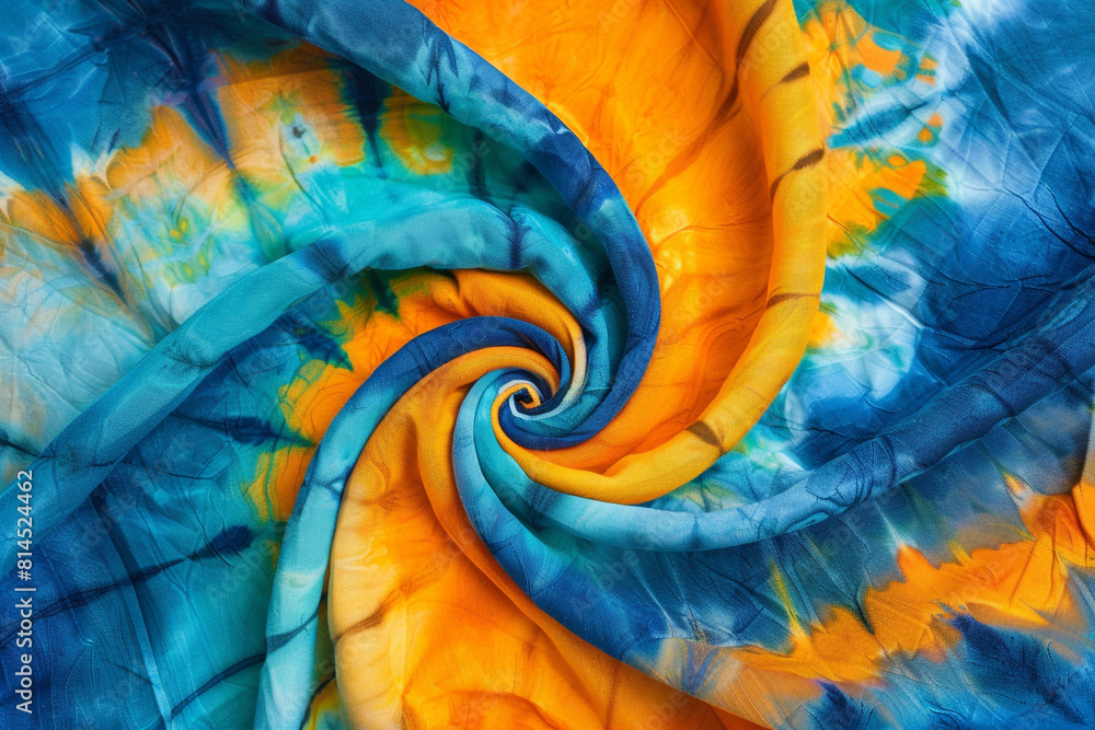 Poster abstract colorful art design spiral swirl tie dye batic pattern textile fabric texture background in