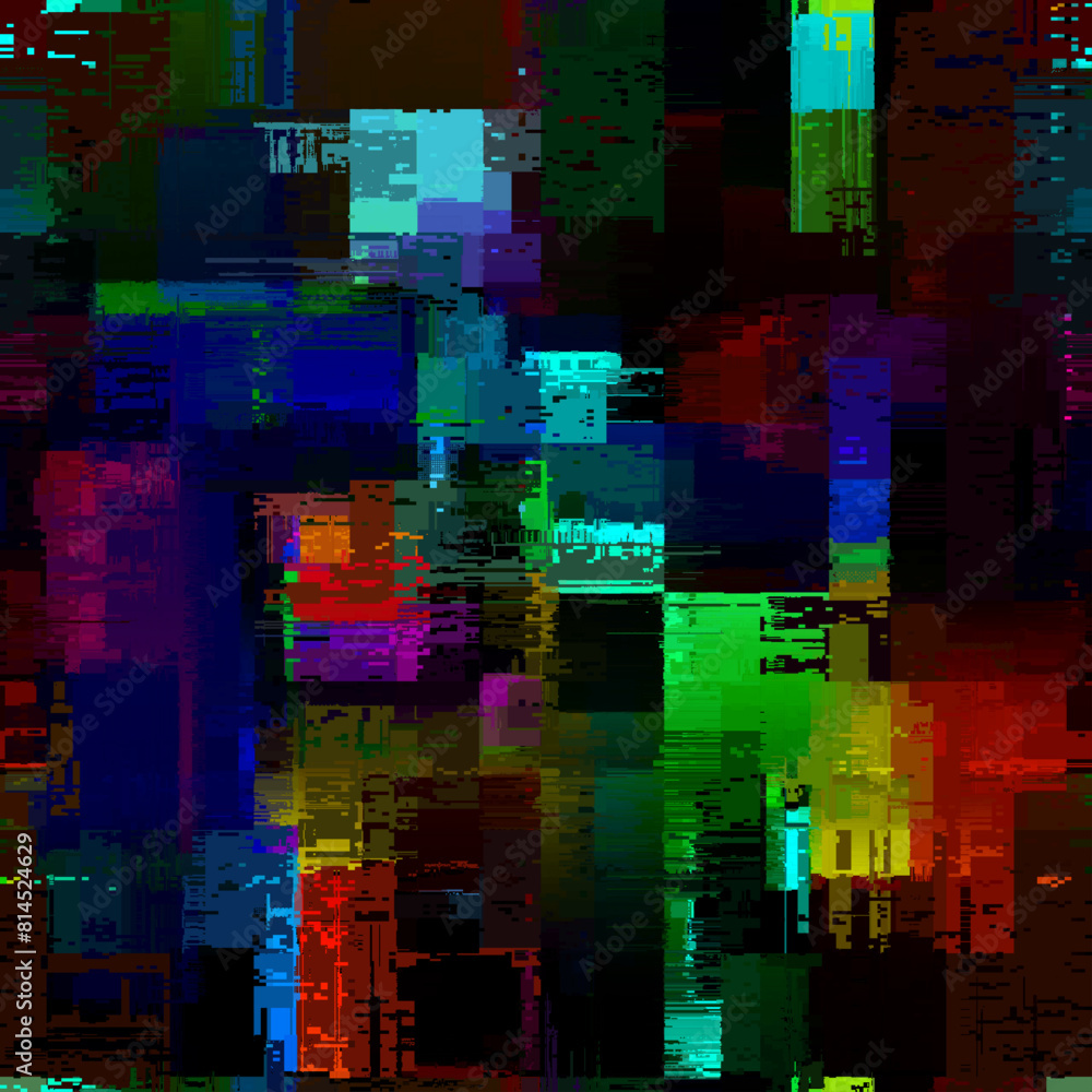 Aufkleber creative glitch texture. seamless vector pattern. grunge glitch dark colours background