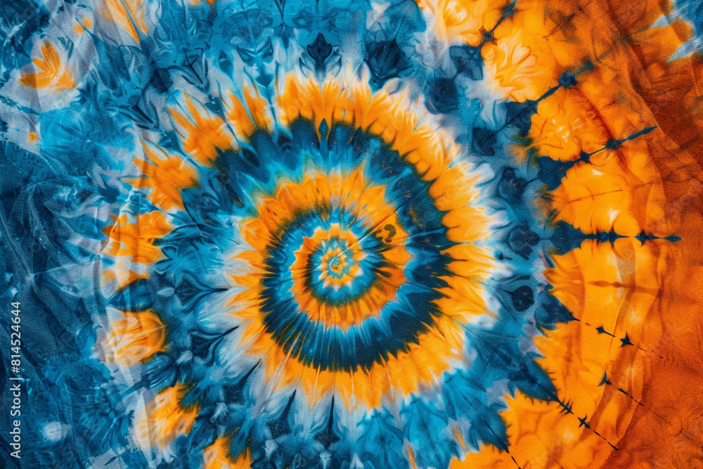 Poster abstract colorful art design spiral swirl tie dye batic pattern textile fabric texture background in