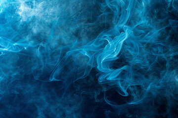 Obraz premium Abstract colorful blue smoke background,bright colored, Hazy, Swirling, Blue Smoke on Black Background texture Soft magical fog swirling design 