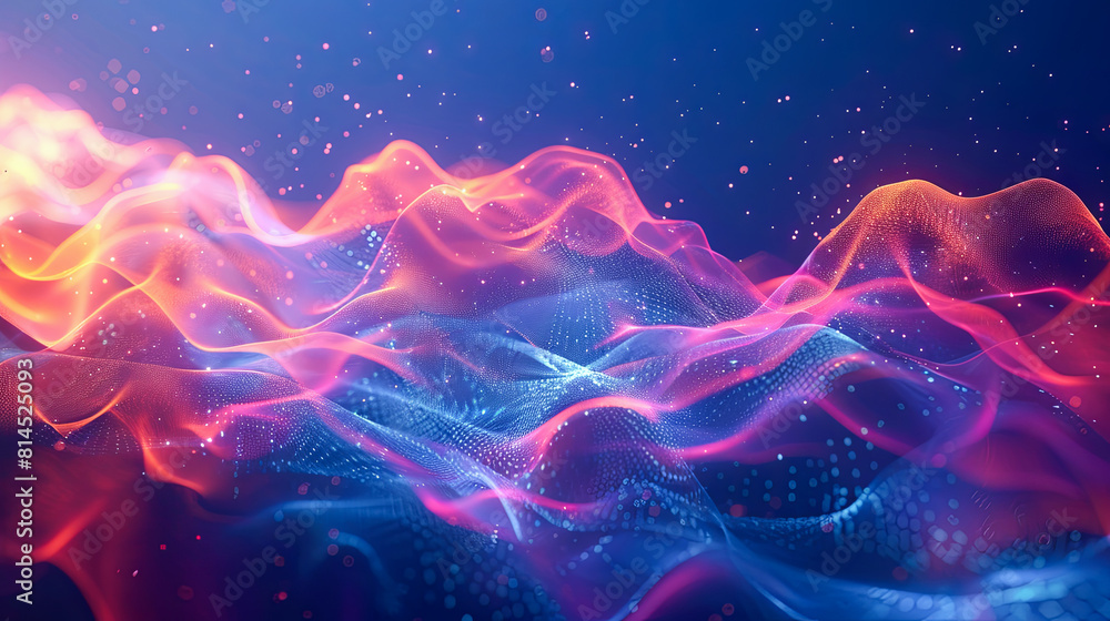 Poster abstract background with glowing particles. 3d rendering, 3d illustration.