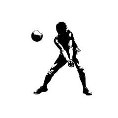 Naklejka premium Volleyball player, woman, female team sport athlete, isolated vector silhouette