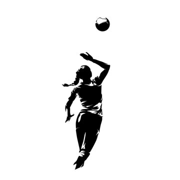 black silhouette volleyball player jumping clip art preview