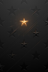 Black and gold star shapes background