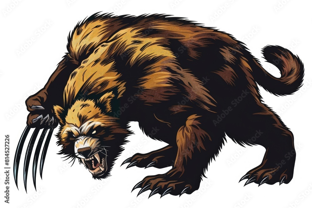 Aufkleber a wolverine with sharp claws on its face. suitable for wildlife or danger concepts