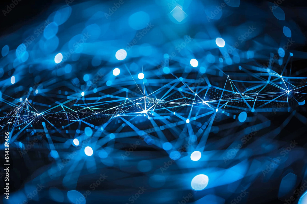 Poster abstract digital background with blue light connection lines and detailed network