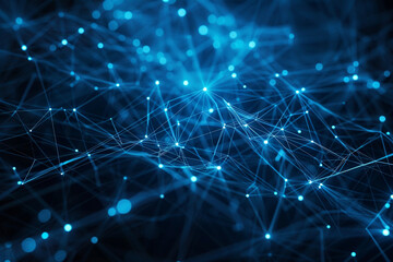Obraz premium Abstract digital background with blue light connection lines and detailed network 