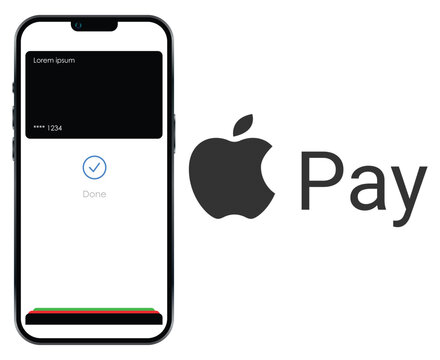 The Apple Pay system on the screen of a modern iPhone contactless payment with a smartphone