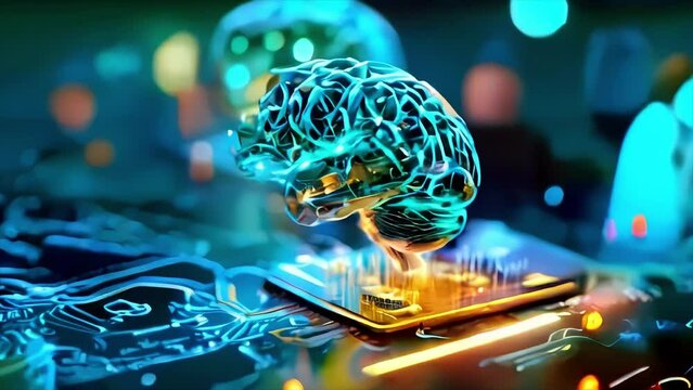 A computer chip with a brain On top