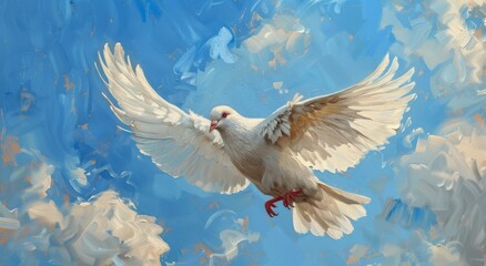 Fototapeta premium White Dove Flying in the Sky