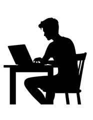 silhouette of student learning on the desk