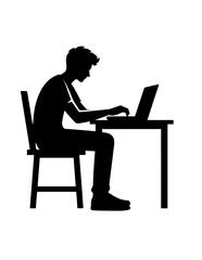 silhouette of student learning on the desk