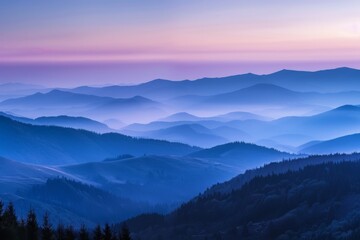 Soft Twilight Hues Over Gentle Mountain Ridges