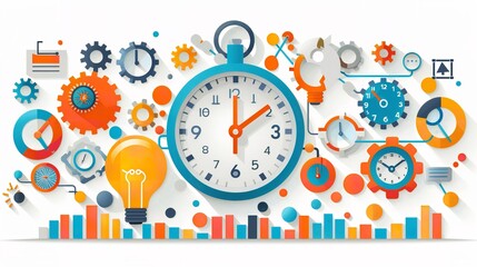 A clock nestled among various gears and cogs, depicting intricate machinery and precision engineering
