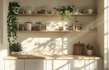 Clean Kitchen With White Cabinets and Wooden Counter Tops
