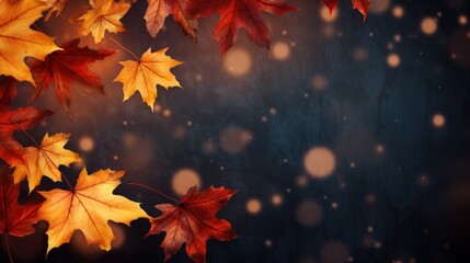 Obraz premium Fall background featuring vibrant autumn maple leaves