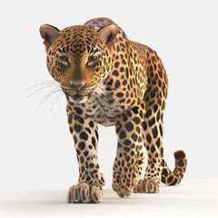 Obraz premium Leopard on a white background. 3D illustration. Isolated