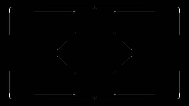 Futuristic glitchy HUD aim. Cyberpunk style distorted HUD screen. Tech user interface hologram glitch screen for game, movie, sci-fi, drone footage, VR. Overlay template. Cyberpunk, tech concept.