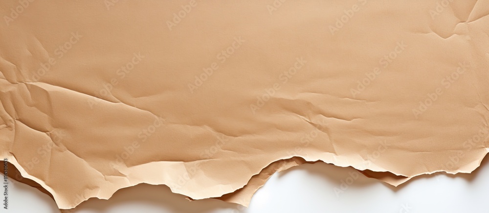 Aufkleber a torn edge of a kraft cardboard piece is seen in a copy space image against a white background