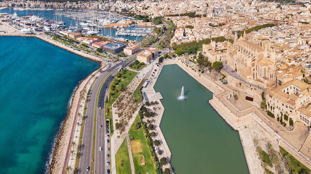 Mallorca view from the top of the cathedral. Palma de Mallorca.