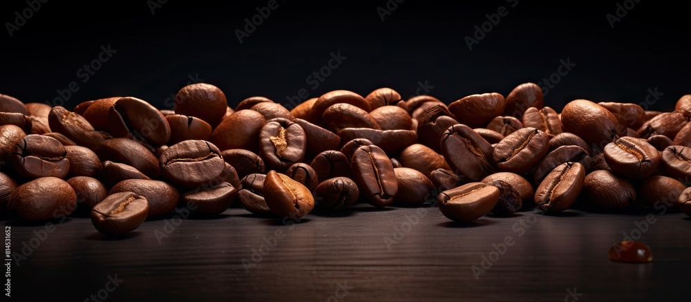 Poster Coffee beans that have been roasted. with copy space image. Place for adding text or design