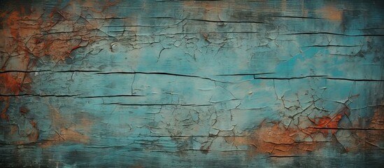 Obraz premium Old cracked paint gives a grunge aesthetic to the wooden panel texture leaving room for additional elements Copy space image