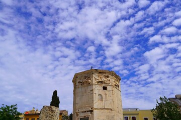 The Tower of the Winds, or Horologion of Andronikos Kyrrhestes, an ancient clocktower, In Athens, Greece