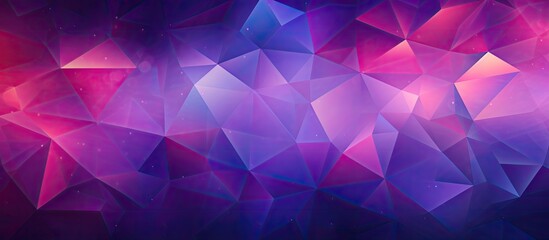 Obraz premium Purple background with multicolored triangular shapes designed for the banner Copy space image