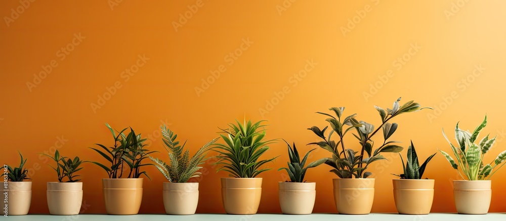 Wall mural growing indoor plants in pots capturing a copy space image