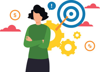 Girl thinking about business goal.