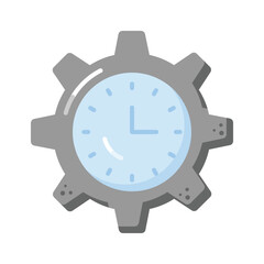 Clock inside gear showing concept vector of time management, high quality graphics