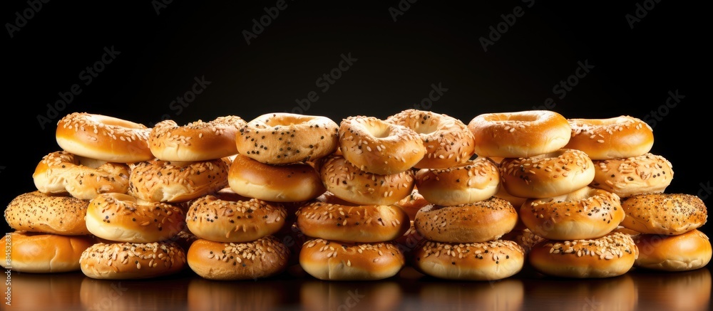 Poster A copy space image of bagels arranged on a table with a clean and plain white background