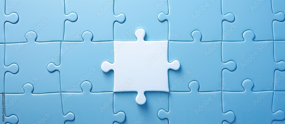 Poster a white jigsaw puzzle frame surrounds the blue space in this rectangular copy space image