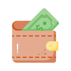 Cash wallet, icon of wallet having banknote in editable style