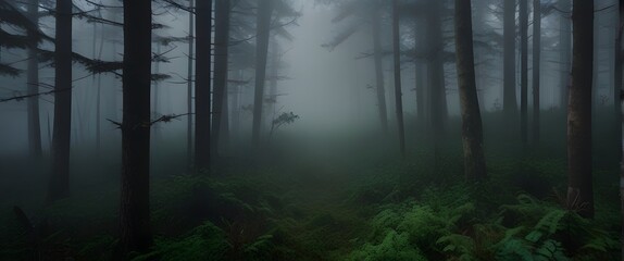 misty morning in the woods generated by AI